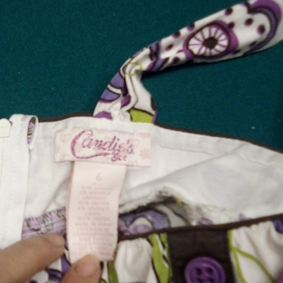Candie's Girl white/purple/brown/green summer dres - Picture 4 of 4